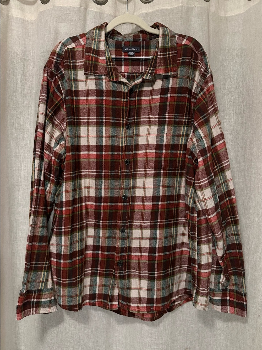 Eddie Bauer Men's XXL Plaid Cotton Flannel Long Sleeve Button-Up Gorpcore Hiking